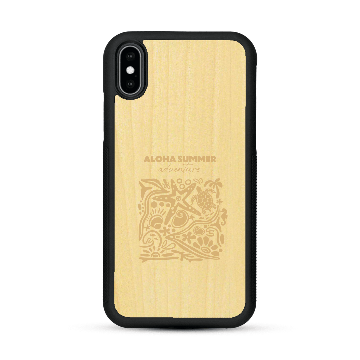 Coque de protection en bois véritable fabriquée en France pour  sur le thème de la plage, de l'été et vanlife.