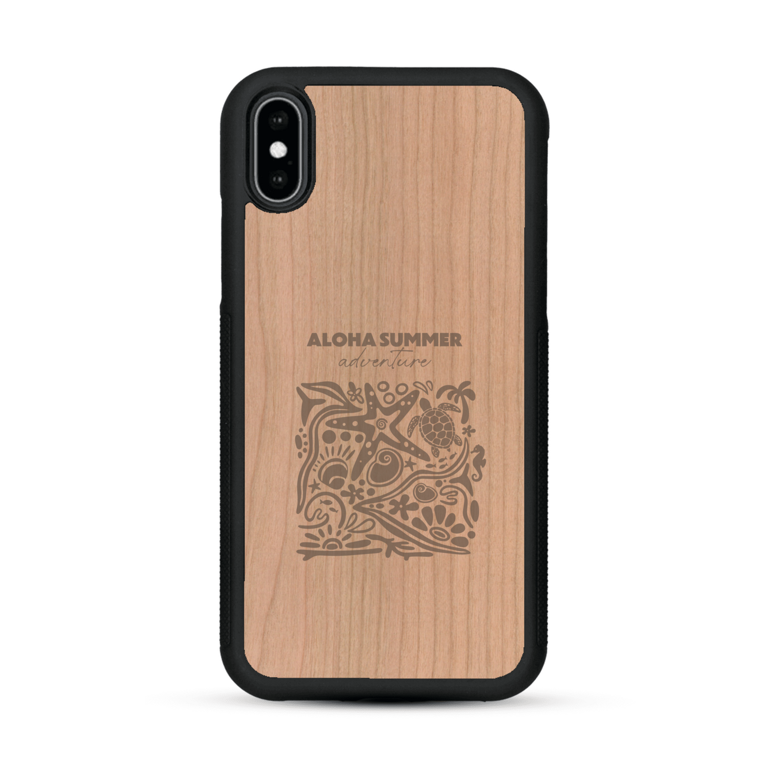 Coque de protection en bois véritable fabriquée en France pour  sur le thème de la plage, de l'été et vanlife.