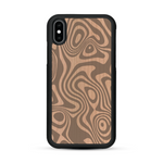 Coque de protection en bois véritable fabriquée en France pour  avec un motif abstrait représentant les mouvements de l'eau