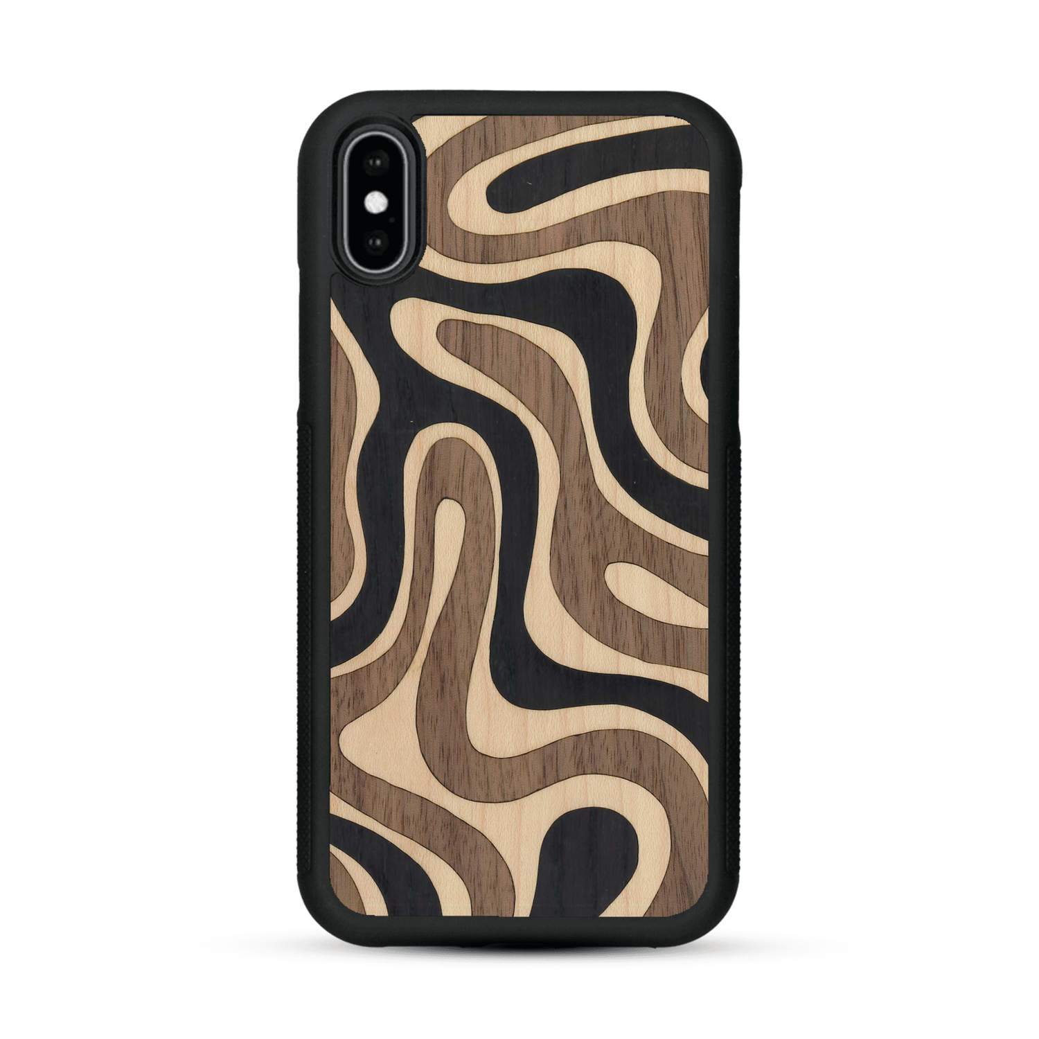 Coque de protection en bois véritable fabriquée en France pour  alliant plusieurs essences de bois pour représenter une ondulation
