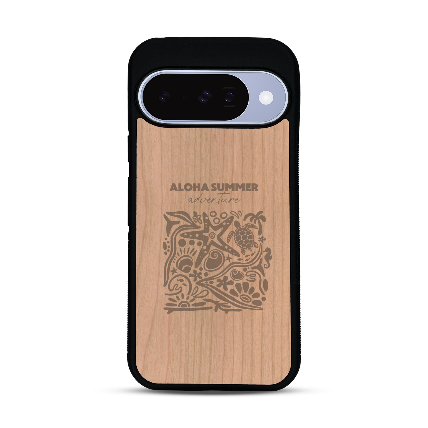 Coque de protection en bois véritable fabriquée en France pour  sur le thème de la plage, de l'été et vanlife.