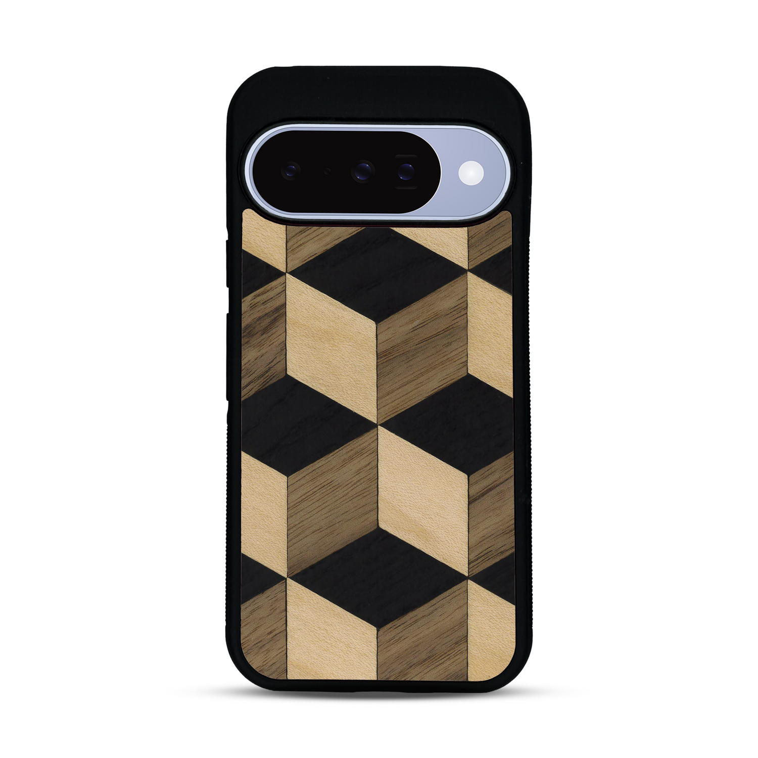 Coque de protection en bois véritable fabriquée en France pour  alliant plusieurs essences de bois pour représenter un classique intemporel de la marqueterie