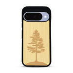 Coque de protection en bois véritable fabriquée en France pour  sur le thème de la nature, de la fôret et de l'écoresponsabilité avec une gravure représentant un arbre 