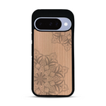 Coque de protection en bois véritable fabriquée en France pour  sur le thème de la bohème et du tatouage au henné avec une gravure représentant un mandala