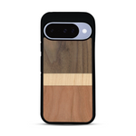 Coque de protection en bois véritable fabriquée en France pour  alliant des bandes horizontales de bambou, merisier et noyer