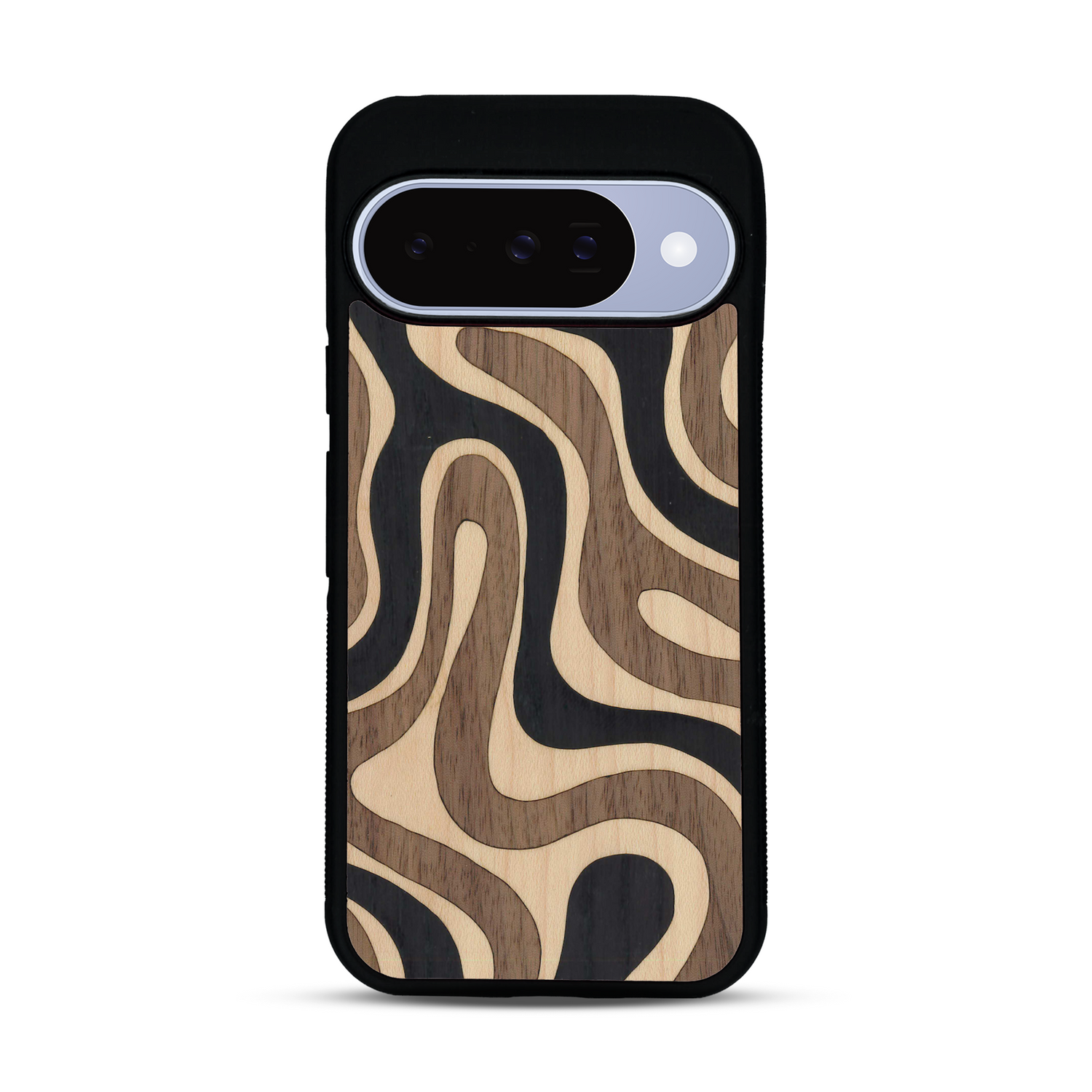 Coque de protection en bois véritable fabriquée en France pour  alliant plusieurs essences de bois pour représenter une ondulation