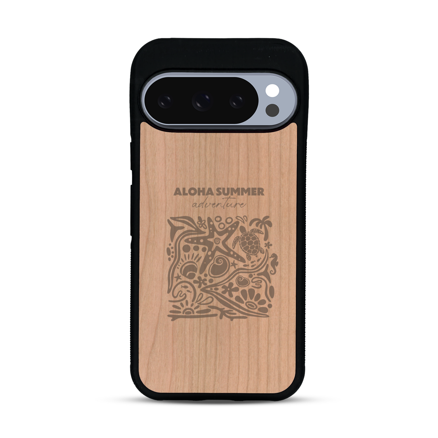 Coque de protection en bois véritable fabriquée en France pour  sur le thème de la plage, de l'été et vanlife.