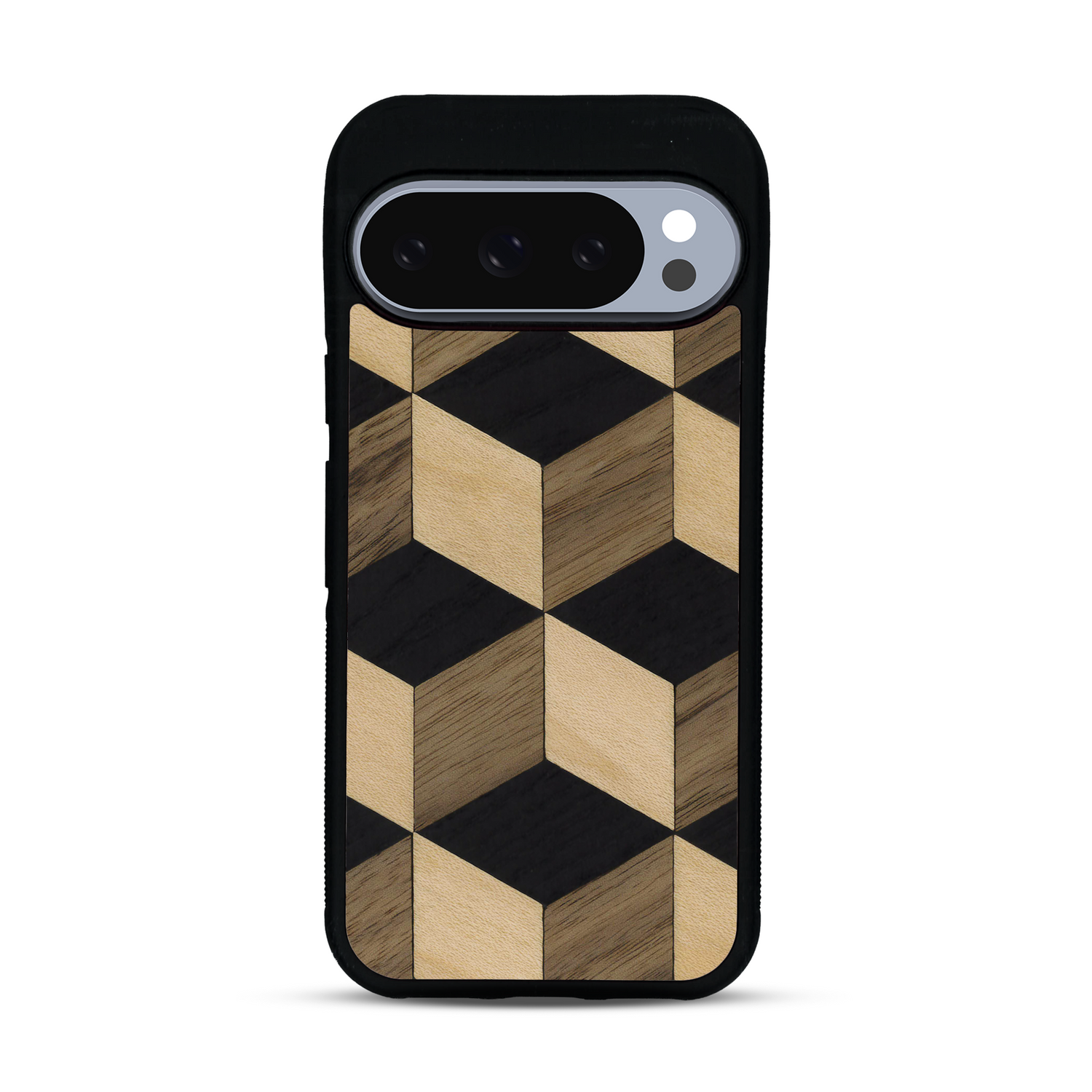 Coque de protection en bois véritable fabriquée en France pour  alliant plusieurs essences de bois pour représenter un classique intemporel de la marqueterie