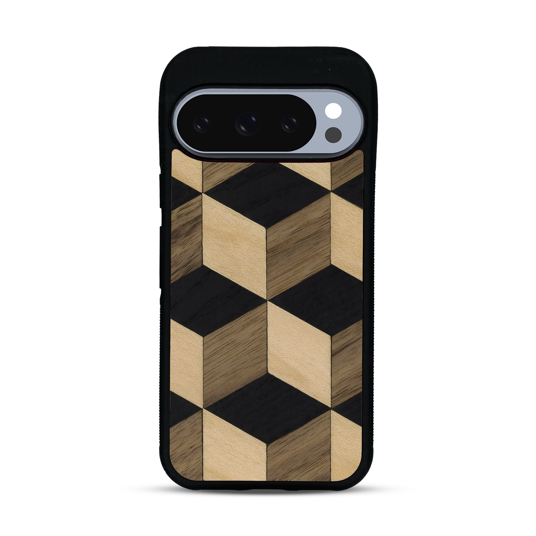 Coque de protection en bois véritable fabriquée en France pour  alliant plusieurs essences de bois pour représenter un classique intemporel de la marqueterie