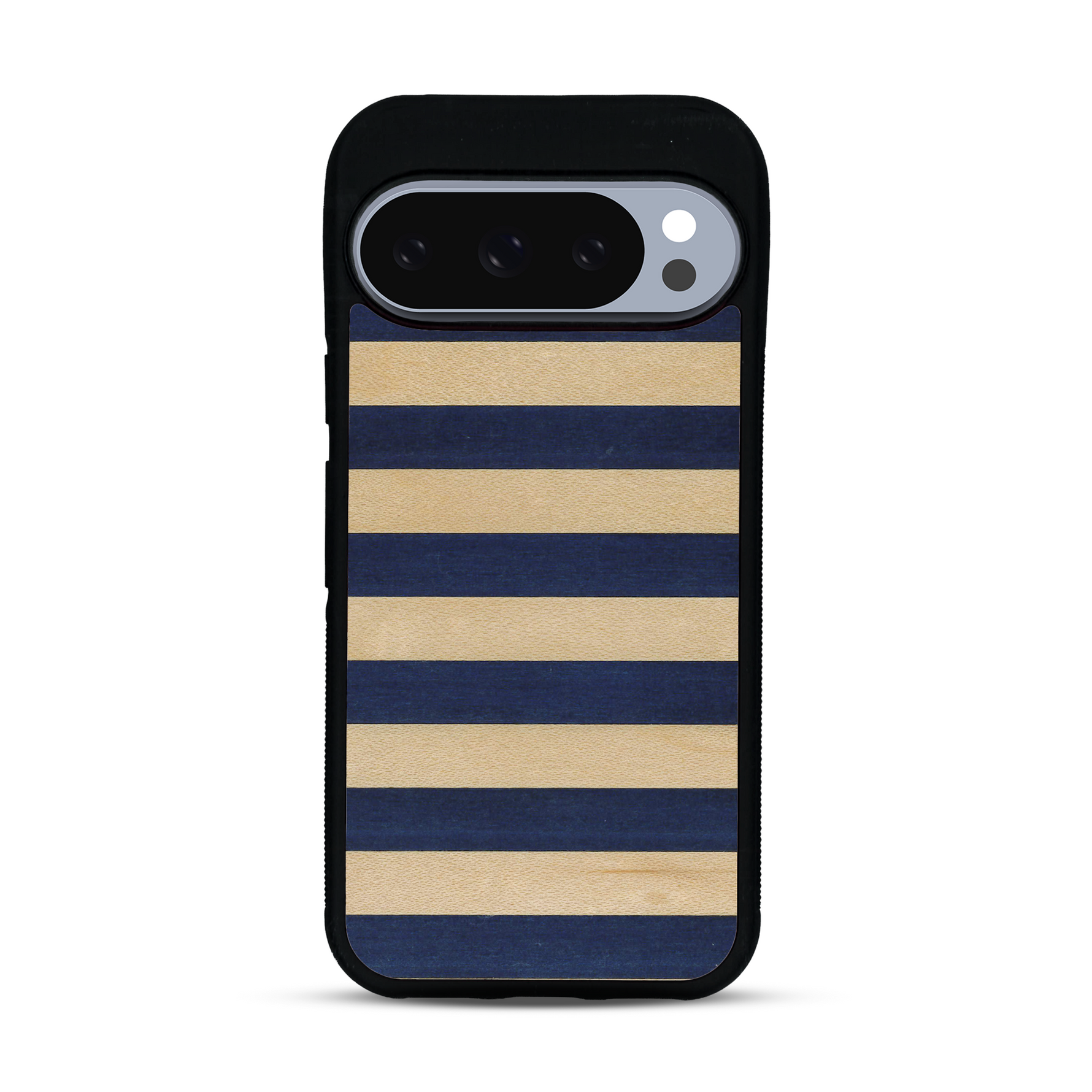 Coque de protection en bois véritable fabriquée en France pour  alliant plusieurs essences de bois pour représenter une marinière
