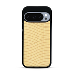 Coque de protection en bois véritable fabriquée en France pour  avec un motif moderne et minimaliste sur le thème waves et wavy représentant les vagues de l'océan