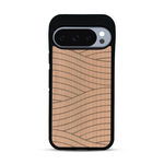 Coque de protection en bois véritable fabriquée en France pour  avec un motif moderne et minimaliste sur le thème waves et wavy représentant les vagues de l'océan