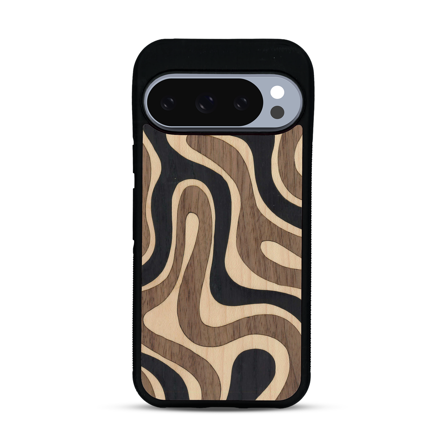 Coque de protection en bois véritable fabriquée en France pour  alliant plusieurs essences de bois pour représenter une ondulation