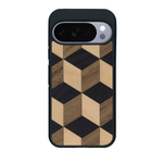 Coque de protection en bois véritable fabriquée en France pour Google Pixel 10 Pro XL alliant plusieurs essences de bois pour représenter un classique intemporel de la marqueterie