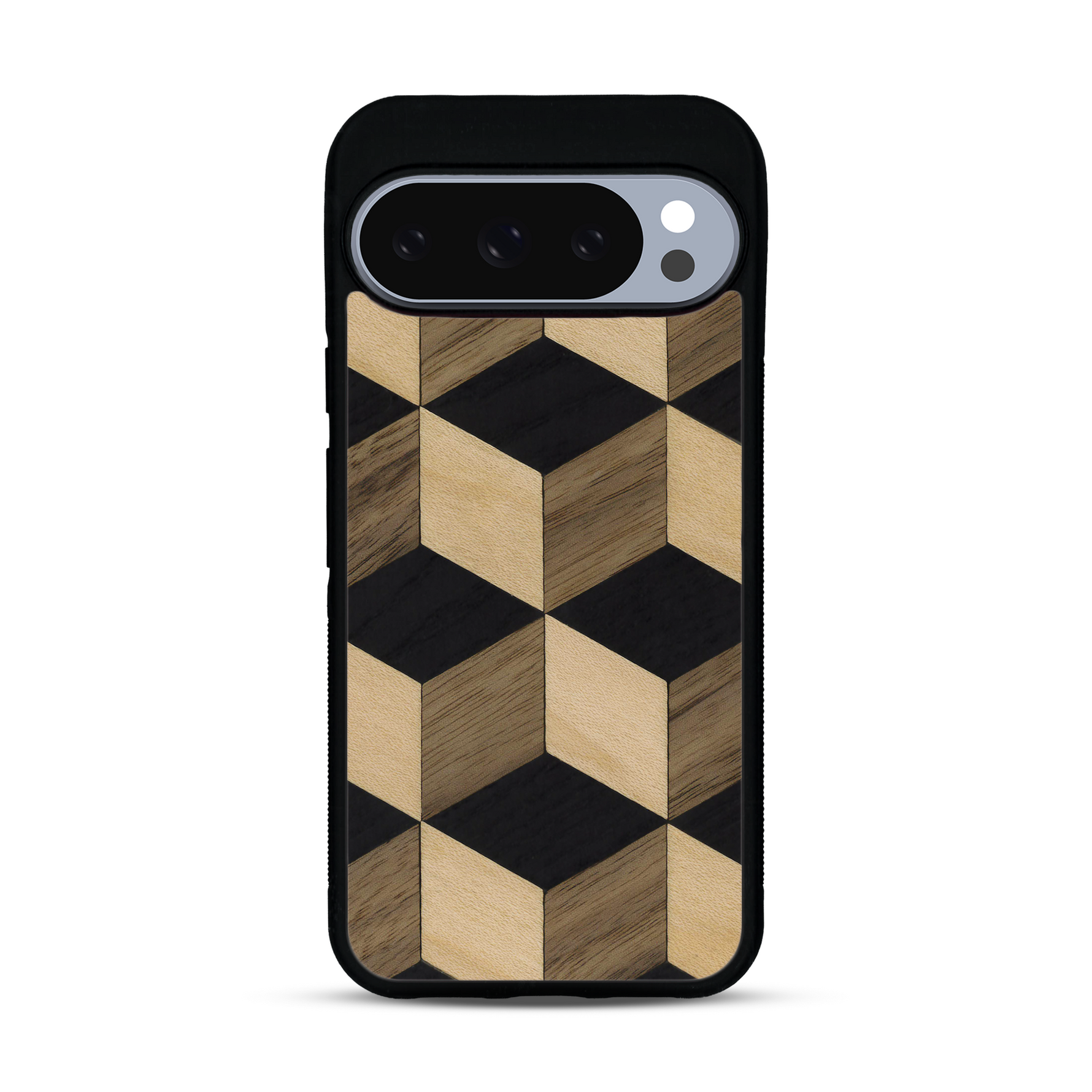 Coque de protection en bois véritable fabriquée en France pour  alliant plusieurs essences de bois pour représenter un classique intemporel de la marqueterie
