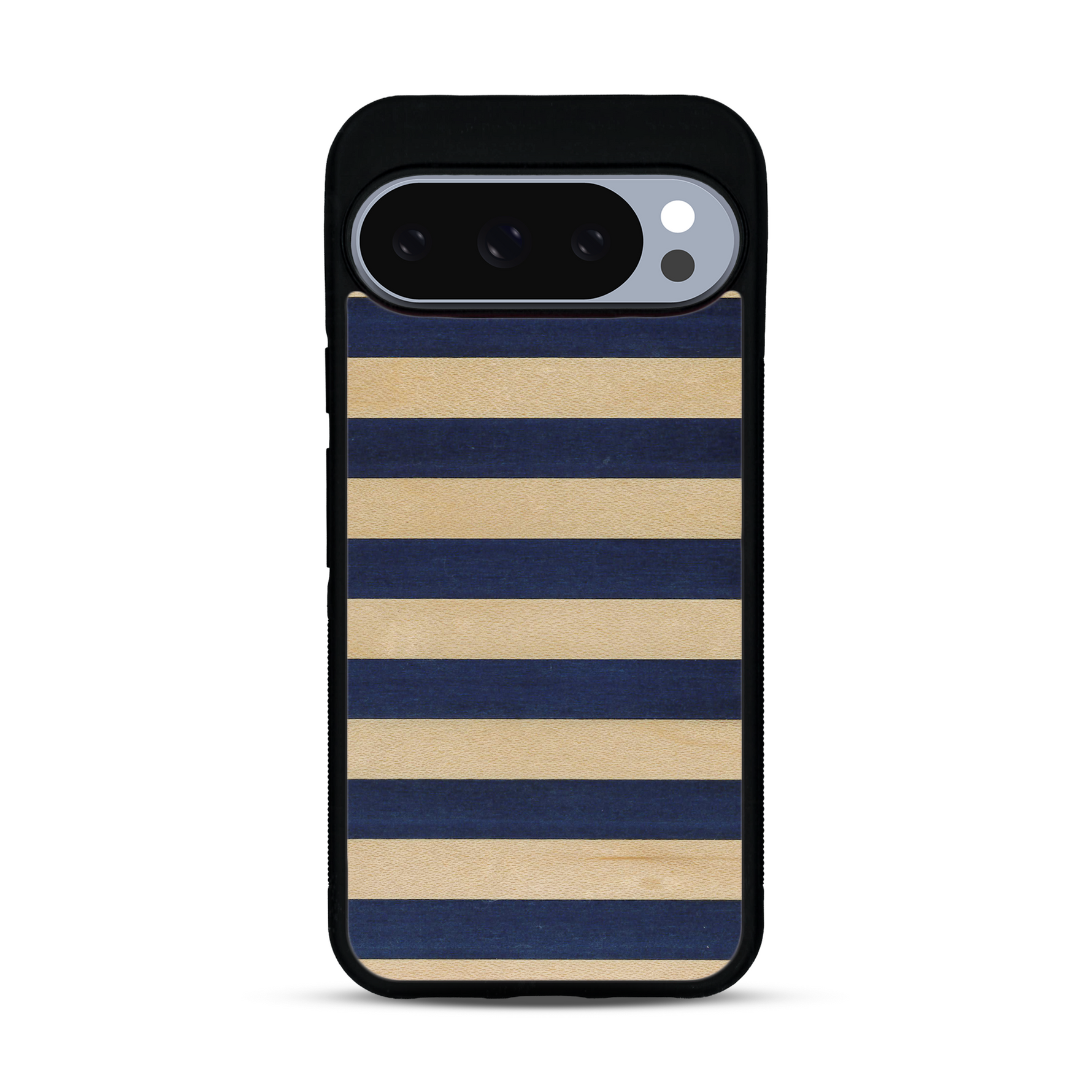 Coque de protection en bois véritable fabriquée en France pour  alliant plusieurs essences de bois pour représenter une marinière