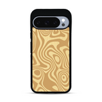 Coque de protection en bois véritable fabriquée en France pour  avec un motif abstrait représentant les mouvements de l'eau