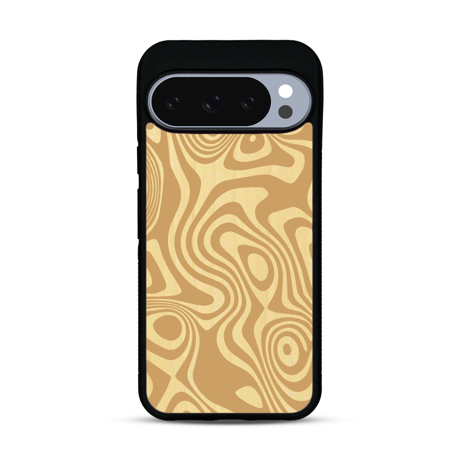 Coque de protection en bois véritable fabriquée en France pour  avec un motif abstrait représentant les mouvements de l'eau