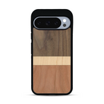 Coque de protection en bois véritable fabriquée en France pour  alliant des bandes horizontales de bambou, merisier et noyer