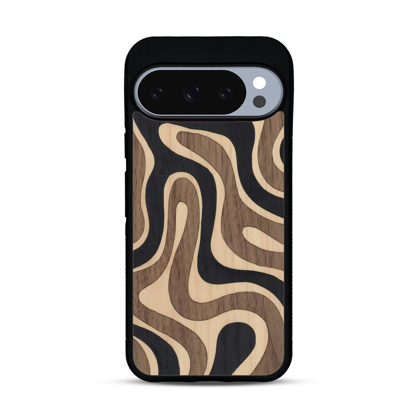 Coque de protection en bois véritable fabriquée en France pour  alliant plusieurs essences de bois pour représenter une ondulation
