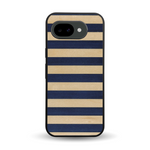 Coque de protection en bois véritable fabriquée en France pour Google Pixel 10A alliant plusieurs essences de bois pour représenter une marinière
