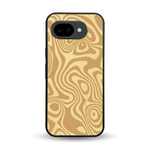 Coque de protection en bois véritable fabriquée en France pour Google Pixel 10A avec un motif abstrait représentant les mouvements de l'eau