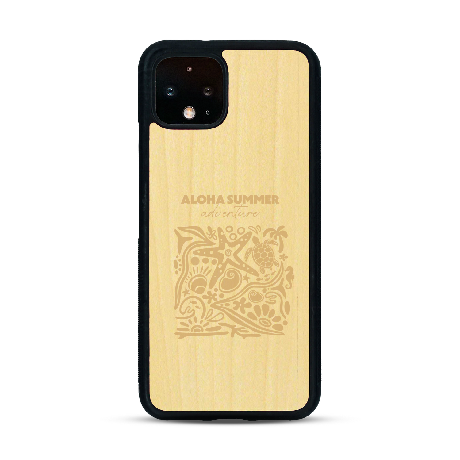 Coque de protection en bois véritable fabriquée en France pour  sur le thème de la plage, de l'été et vanlife.