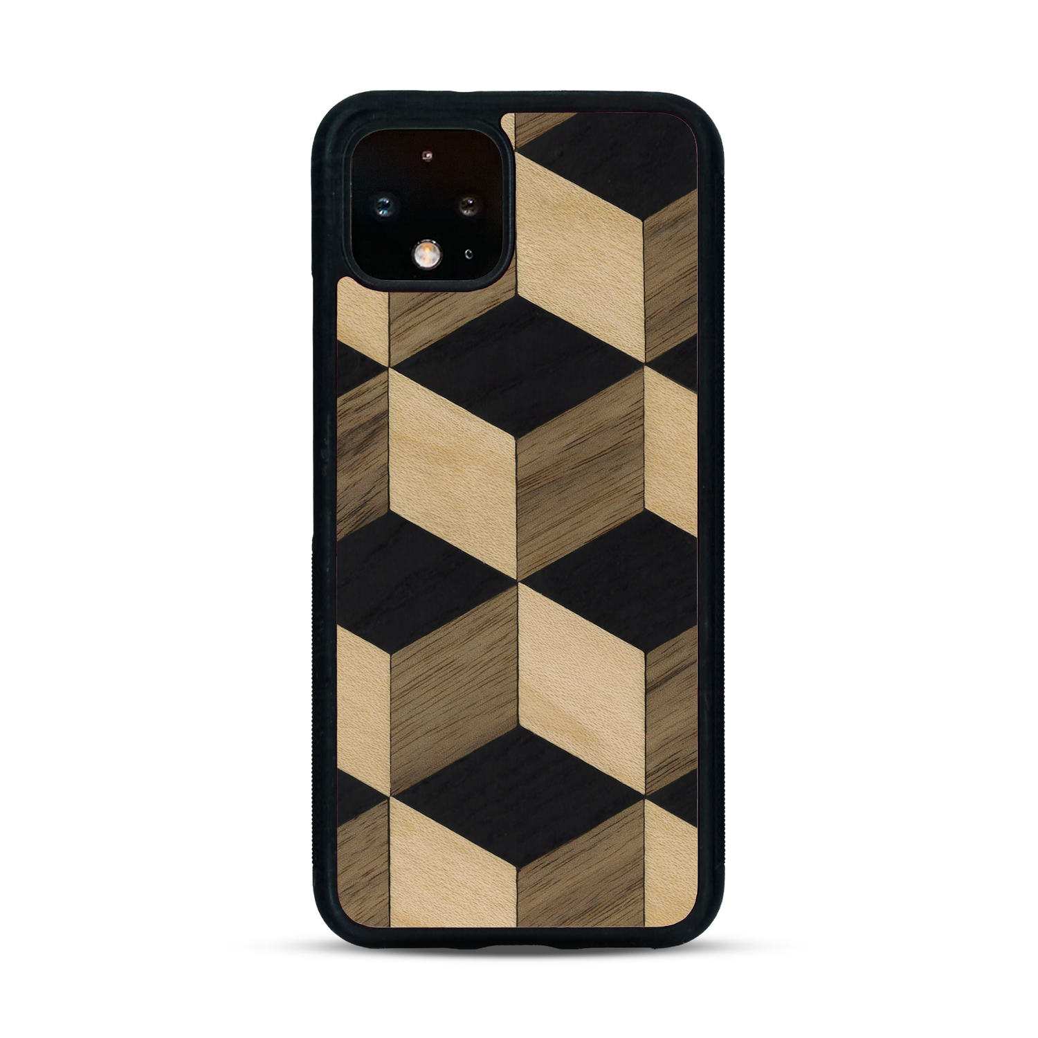 Coque de protection en bois véritable fabriquée en France pour  alliant plusieurs essences de bois pour représenter un classique intemporel de la marqueterie