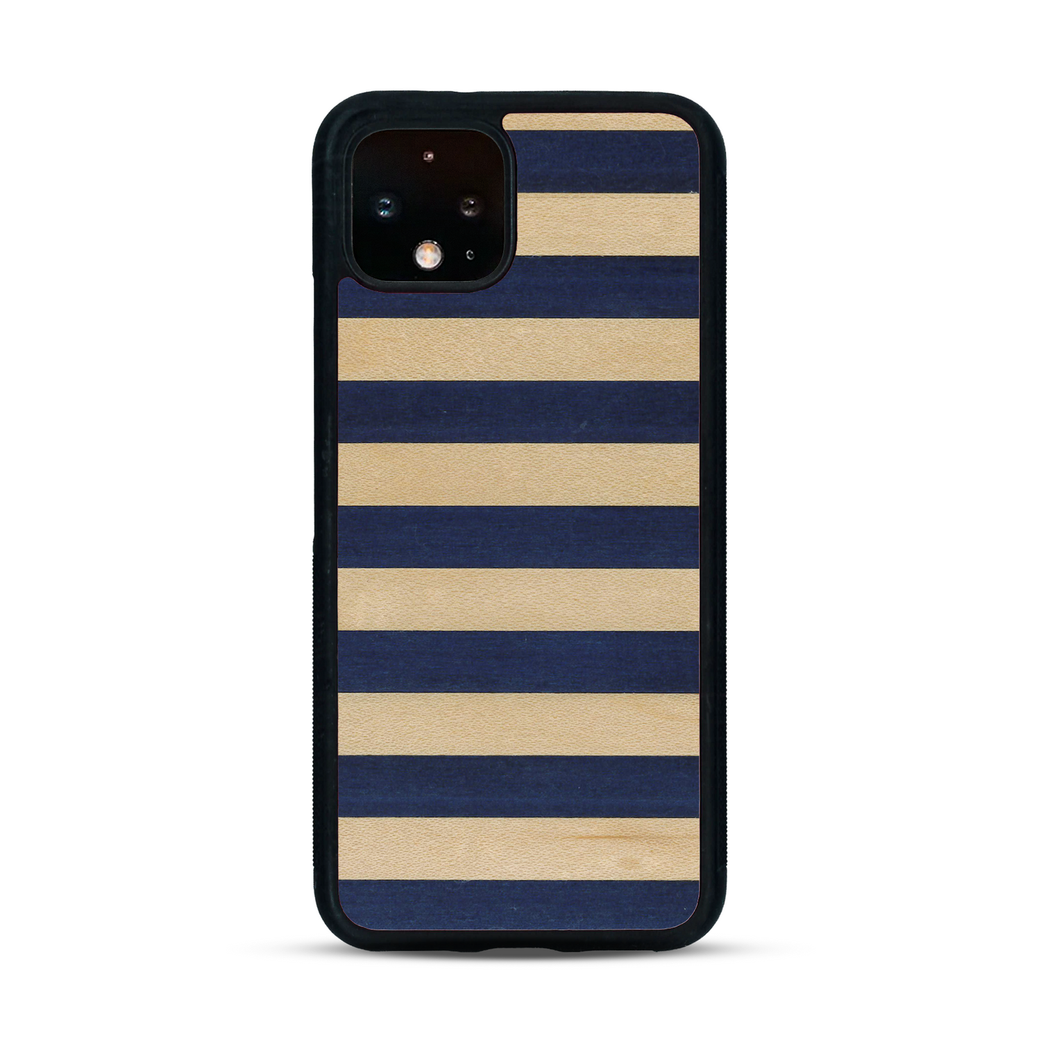 Coque de protection en bois véritable fabriquée en France pour  alliant plusieurs essences de bois pour représenter une marinière