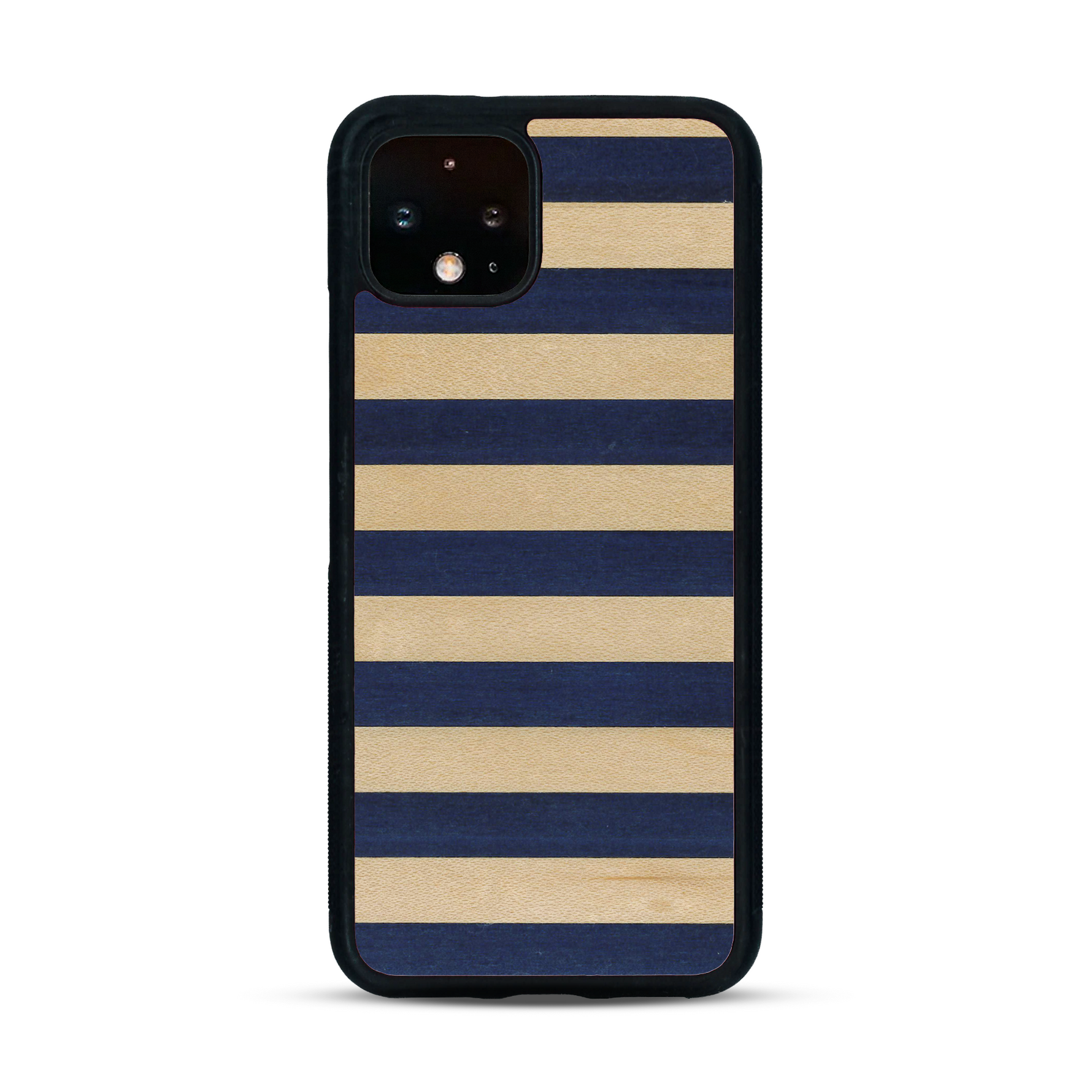 Coque de protection en bois véritable fabriquée en France pour  alliant plusieurs essences de bois pour représenter une marinière