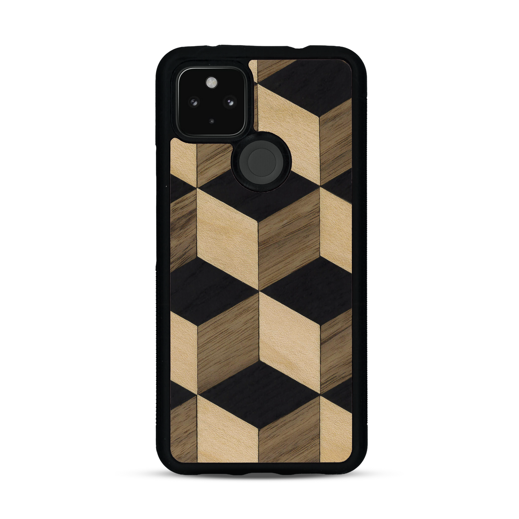 Coque de protection en bois véritable fabriquée en France pour  alliant plusieurs essences de bois pour représenter un classique intemporel de la marqueterie