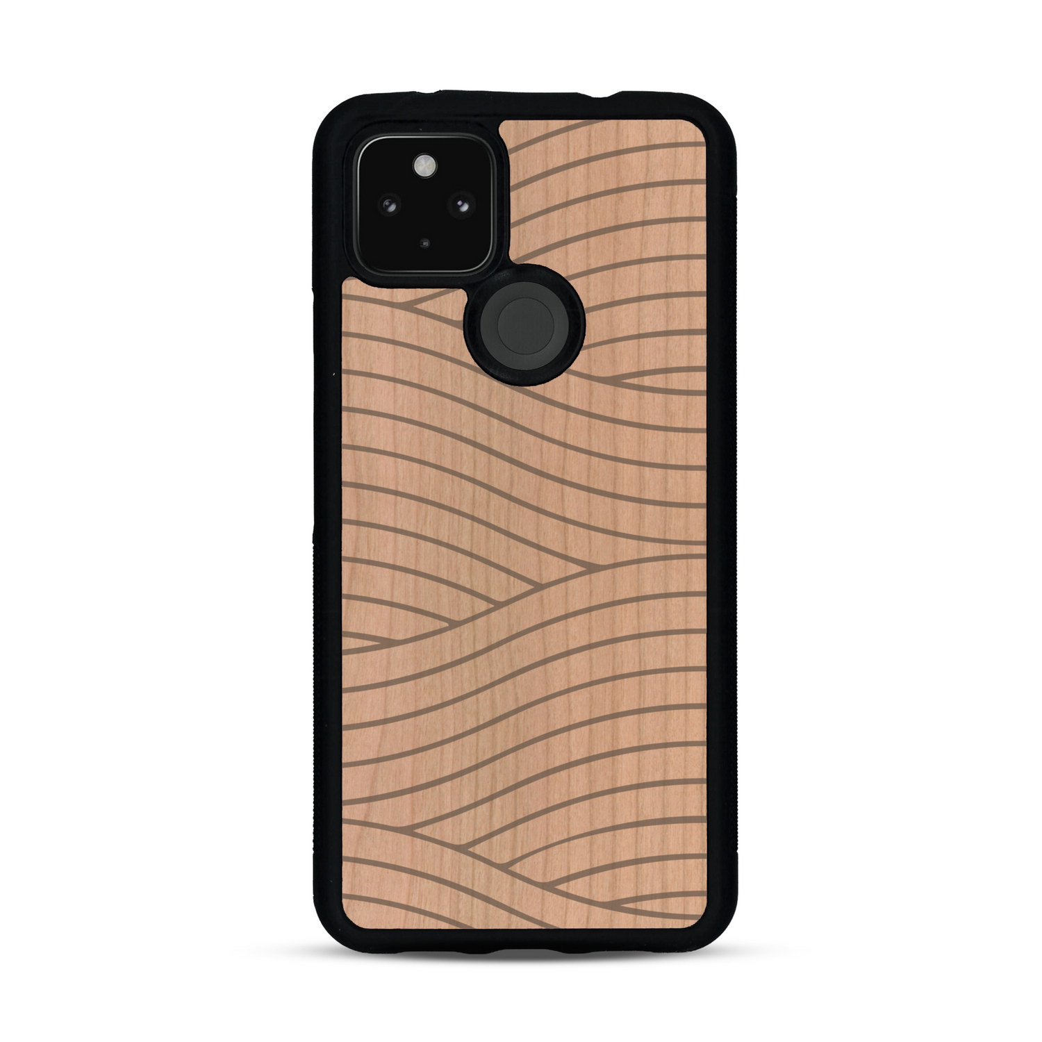 Coque de protection en bois véritable fabriquée en France pour  avec un motif moderne et minimaliste sur le thème waves et wavy représentant les vagues de l'océan