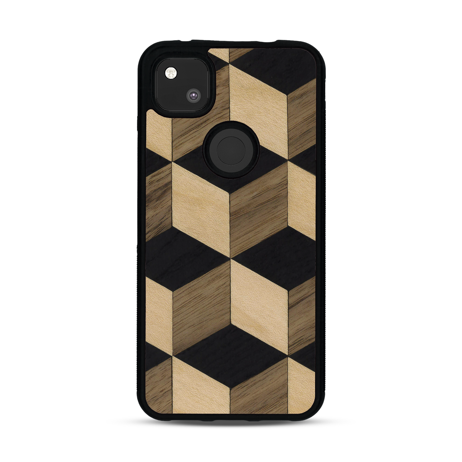 Coque de protection en bois véritable fabriquée en France pour  alliant plusieurs essences de bois pour représenter un classique intemporel de la marqueterie