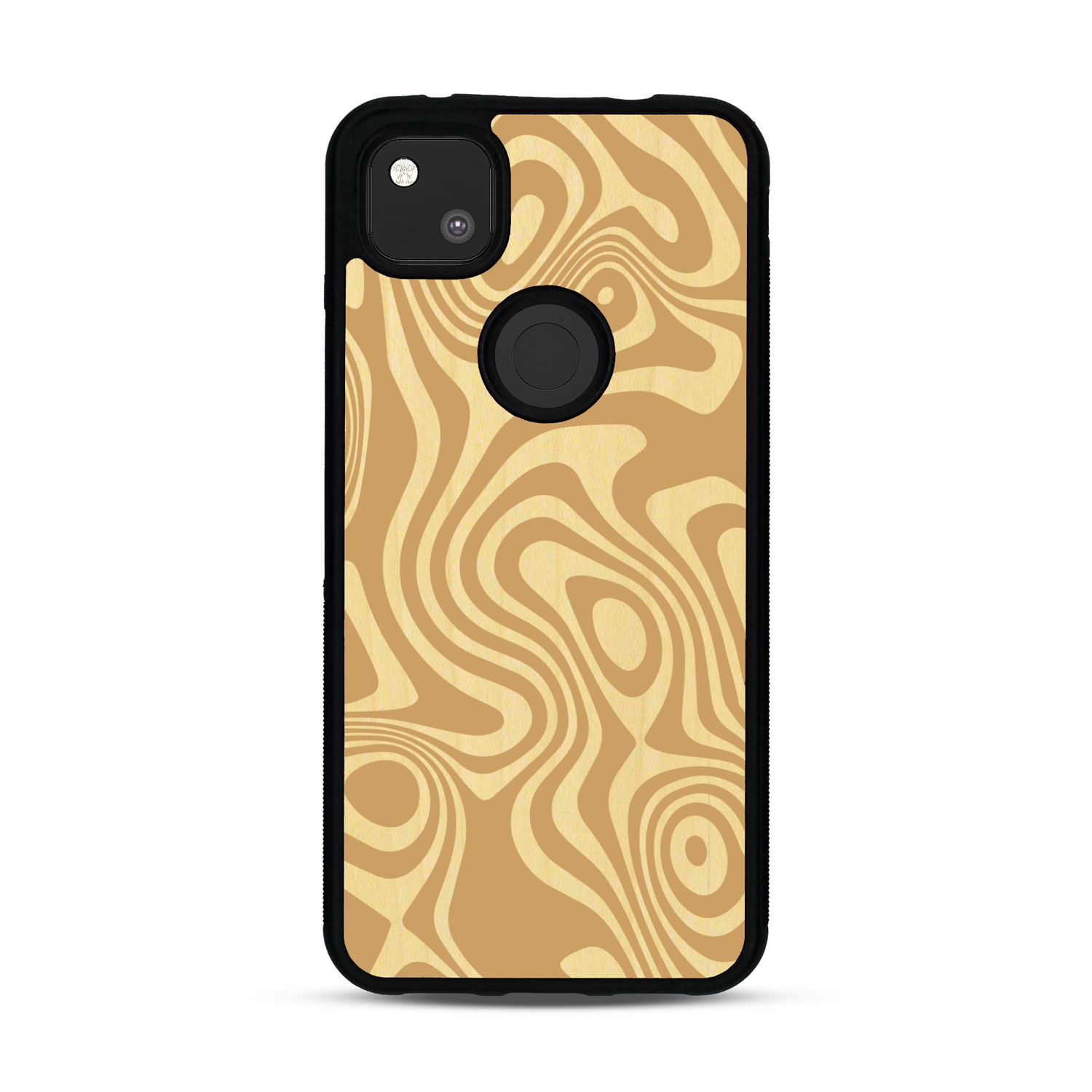 Coque de protection en bois véritable fabriquée en France pour  avec un motif abstrait représentant les mouvements de l'eau