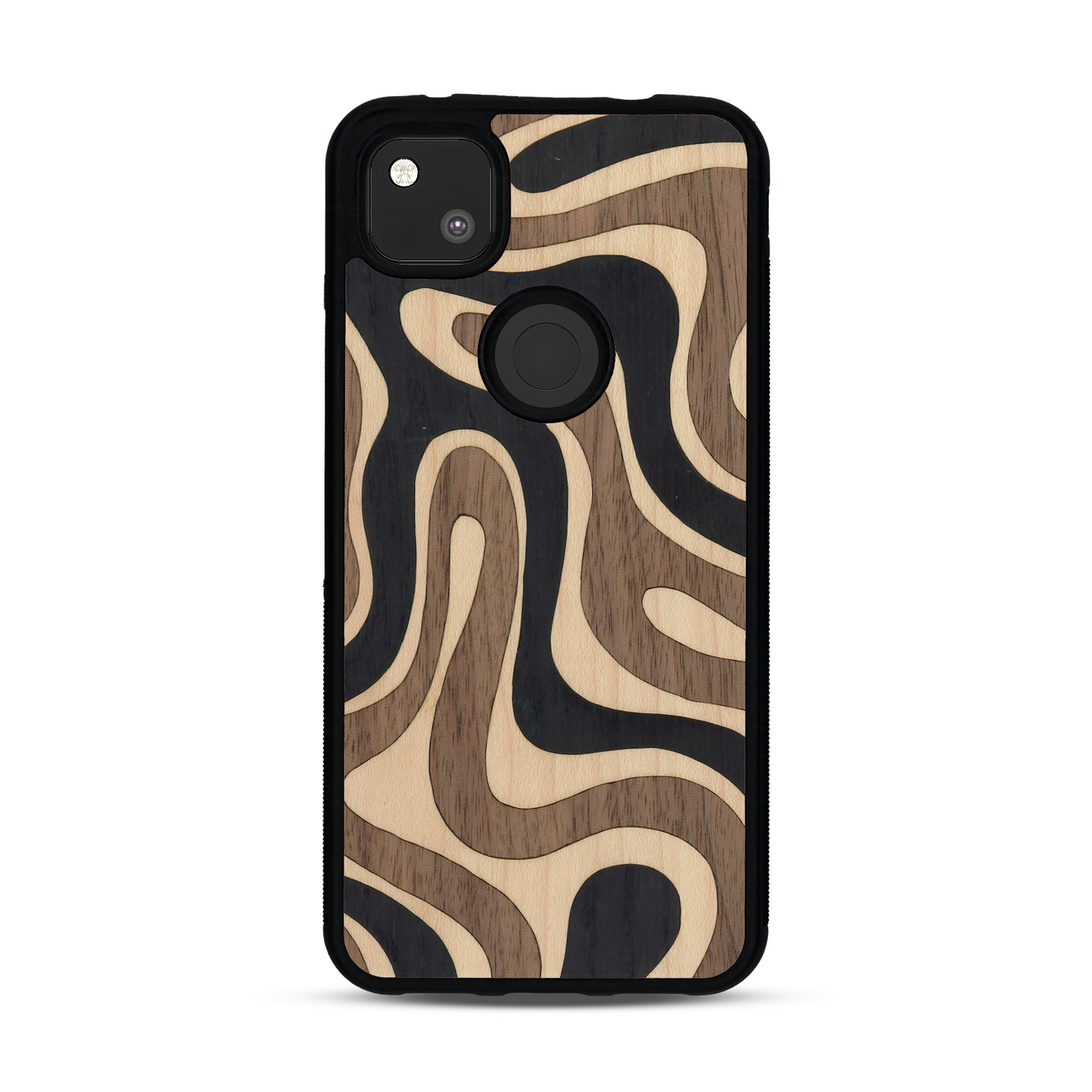 Coque de protection en bois véritable fabriquée en France pour  alliant plusieurs essences de bois pour représenter une ondulation