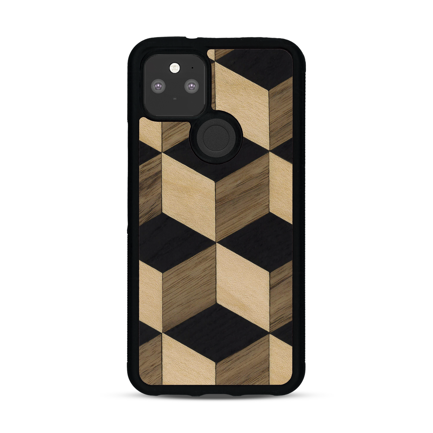 Coque de protection en bois véritable fabriquée en France pour  alliant plusieurs essences de bois pour représenter un classique intemporel de la marqueterie
