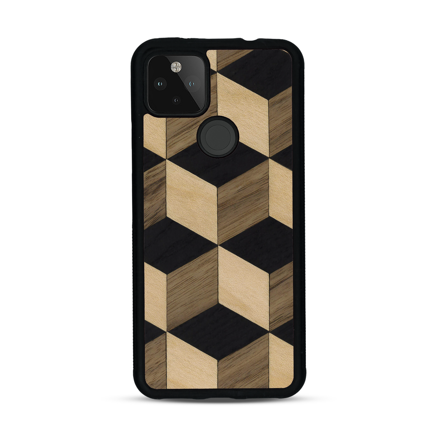 Coque de protection en bois véritable fabriquée en France pour  alliant plusieurs essences de bois pour représenter un classique intemporel de la marqueterie