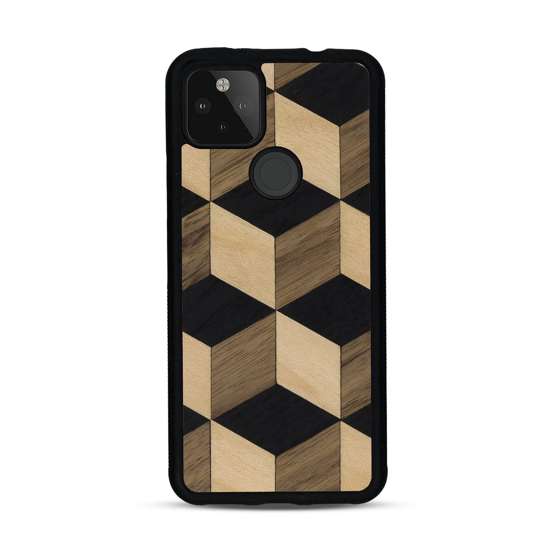 Coque de protection en bois véritable fabriquée en France pour  alliant plusieurs essences de bois pour représenter un classique intemporel de la marqueterie