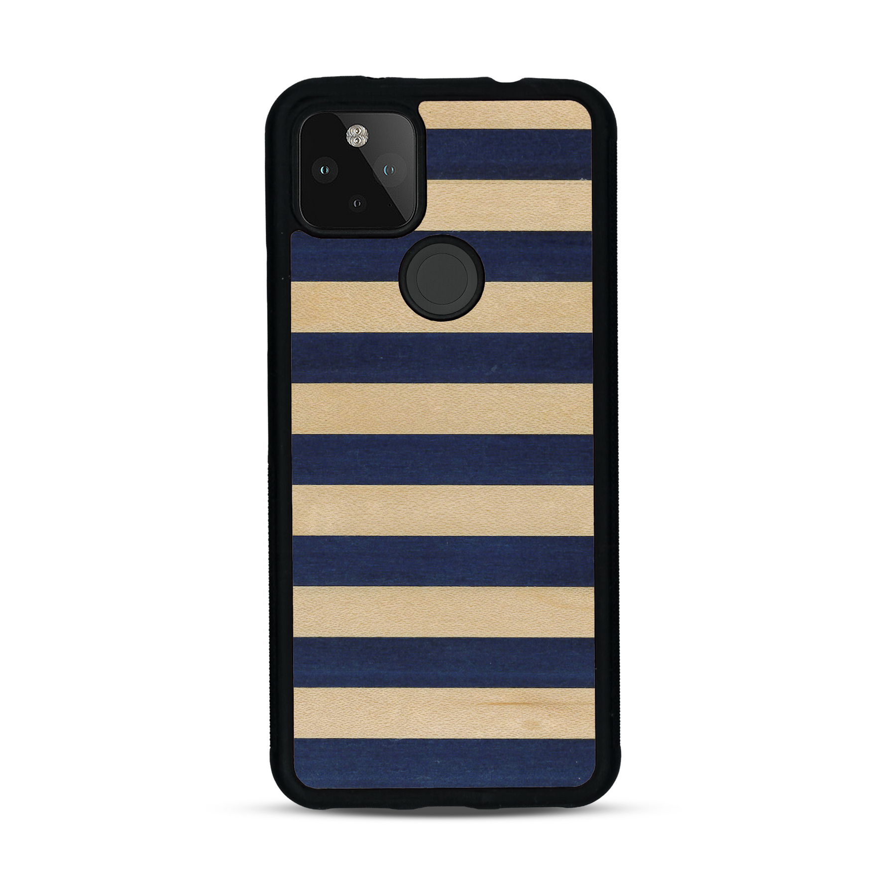Coque de protection en bois véritable fabriquée en France pour  alliant plusieurs essences de bois pour représenter une marinière
