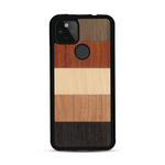 Coque de protection en bois véritable fabriquée en France pour  alliant des bandes horizontales de bambou, merisier, padouk, noyer et chêne fumé
