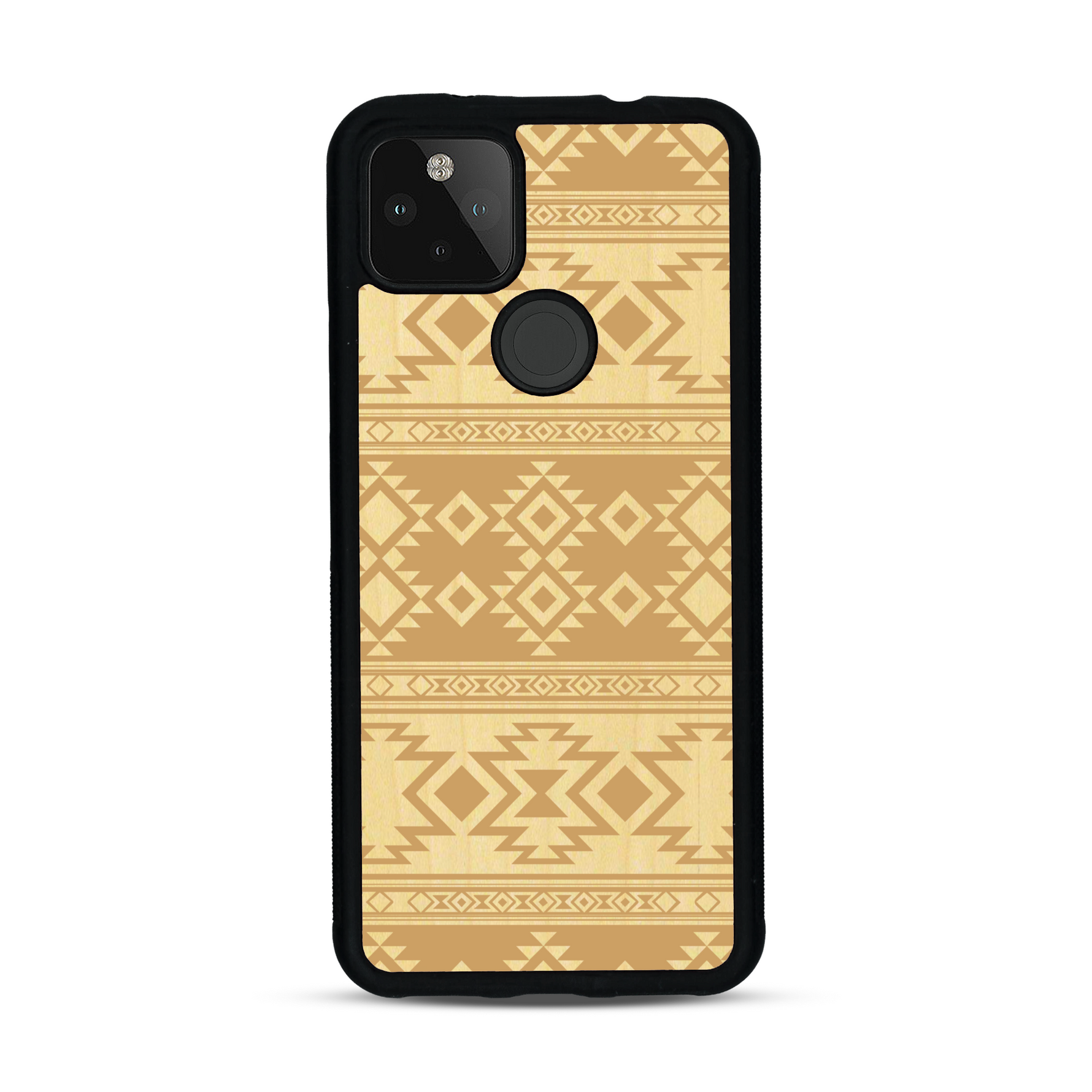 Coque de protection en bois véritable fabriquée en France pour  avec des motifs géométriques s'inspirant des temples aztèques, mayas et incas