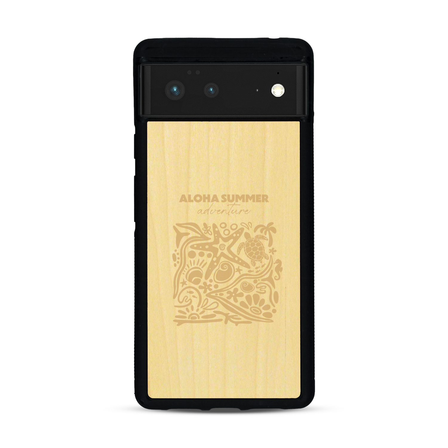 Coque de protection en bois véritable fabriquée en France pour  sur le thème de la plage, de l'été et vanlife.