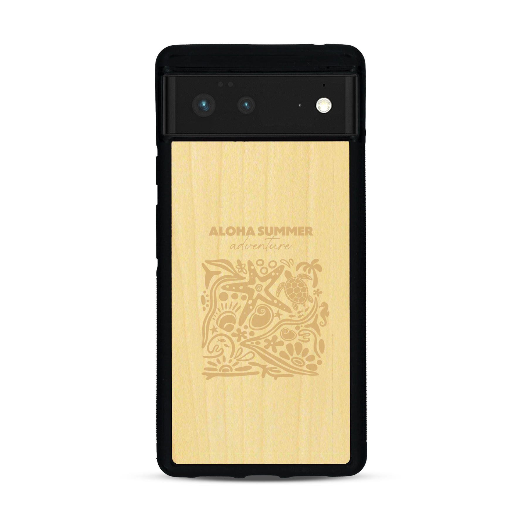 Coque de protection en bois véritable fabriquée en France pour  sur le thème de la plage, de l'été et vanlife.
