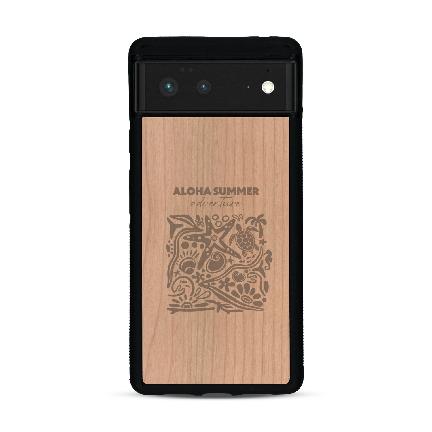 Coque de protection en bois véritable fabriquée en France pour  sur le thème de la plage, de l'été et vanlife.