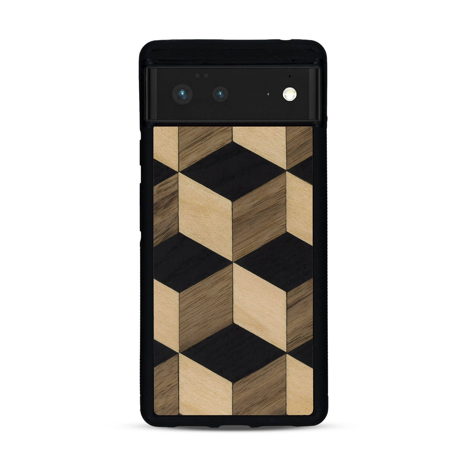 Coque de protection en bois véritable fabriquée en France pour  alliant plusieurs essences de bois pour représenter un classique intemporel de la marqueterie