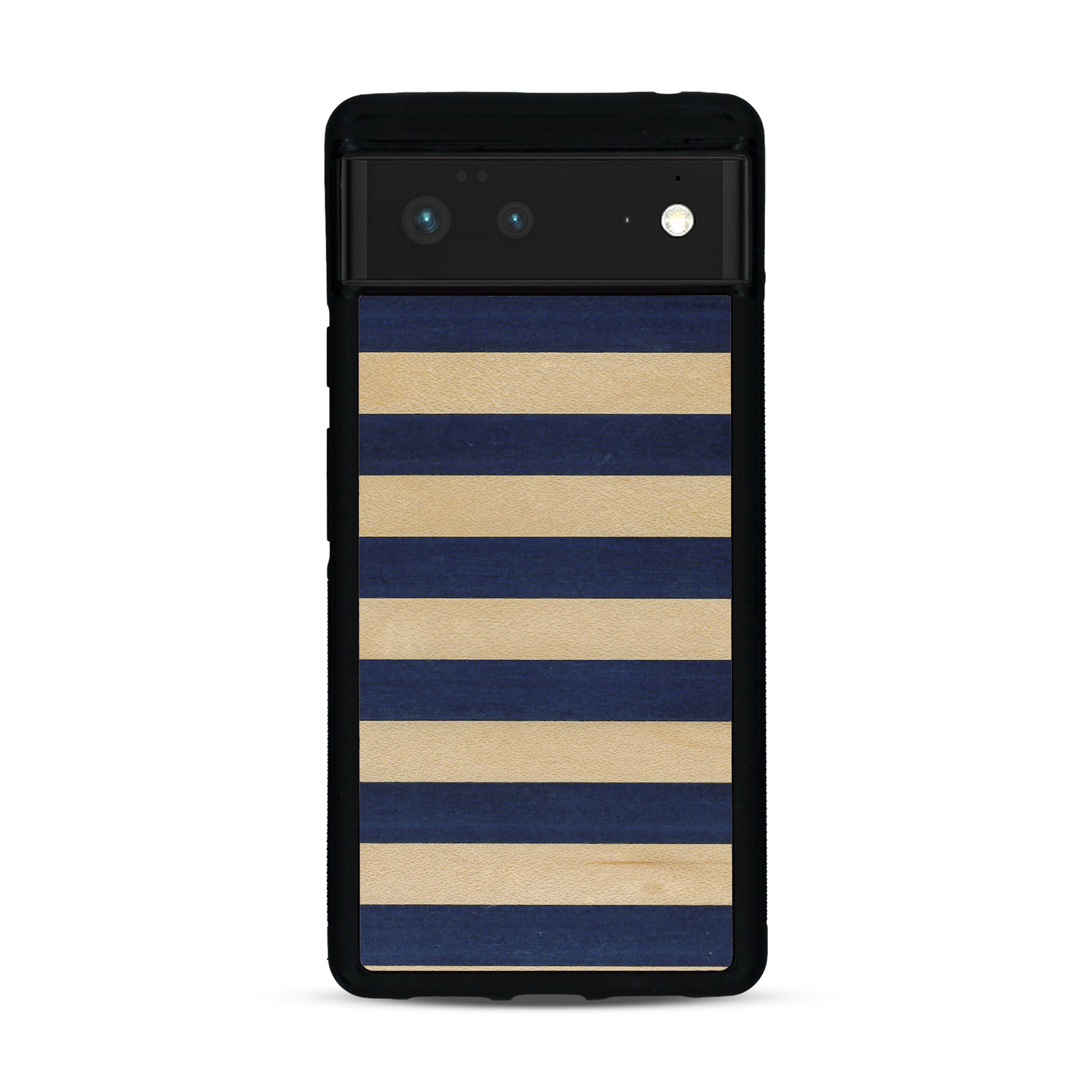 Coque de protection en bois véritable fabriquée en France pour  alliant plusieurs essences de bois pour représenter une marinière