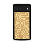 Coque de protection en bois véritable fabriquée en France pour  avec un motif abstrait représentant les mouvements de l'eau