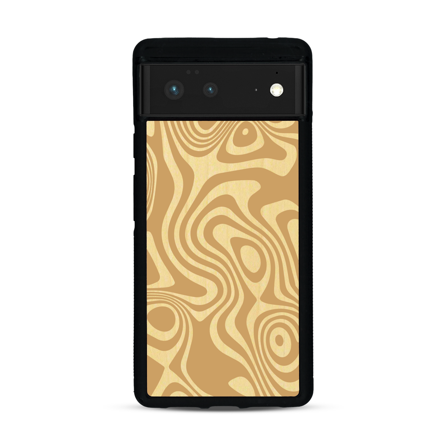 Coque de protection en bois véritable fabriquée en France pour  avec un motif abstrait représentant les mouvements de l'eau