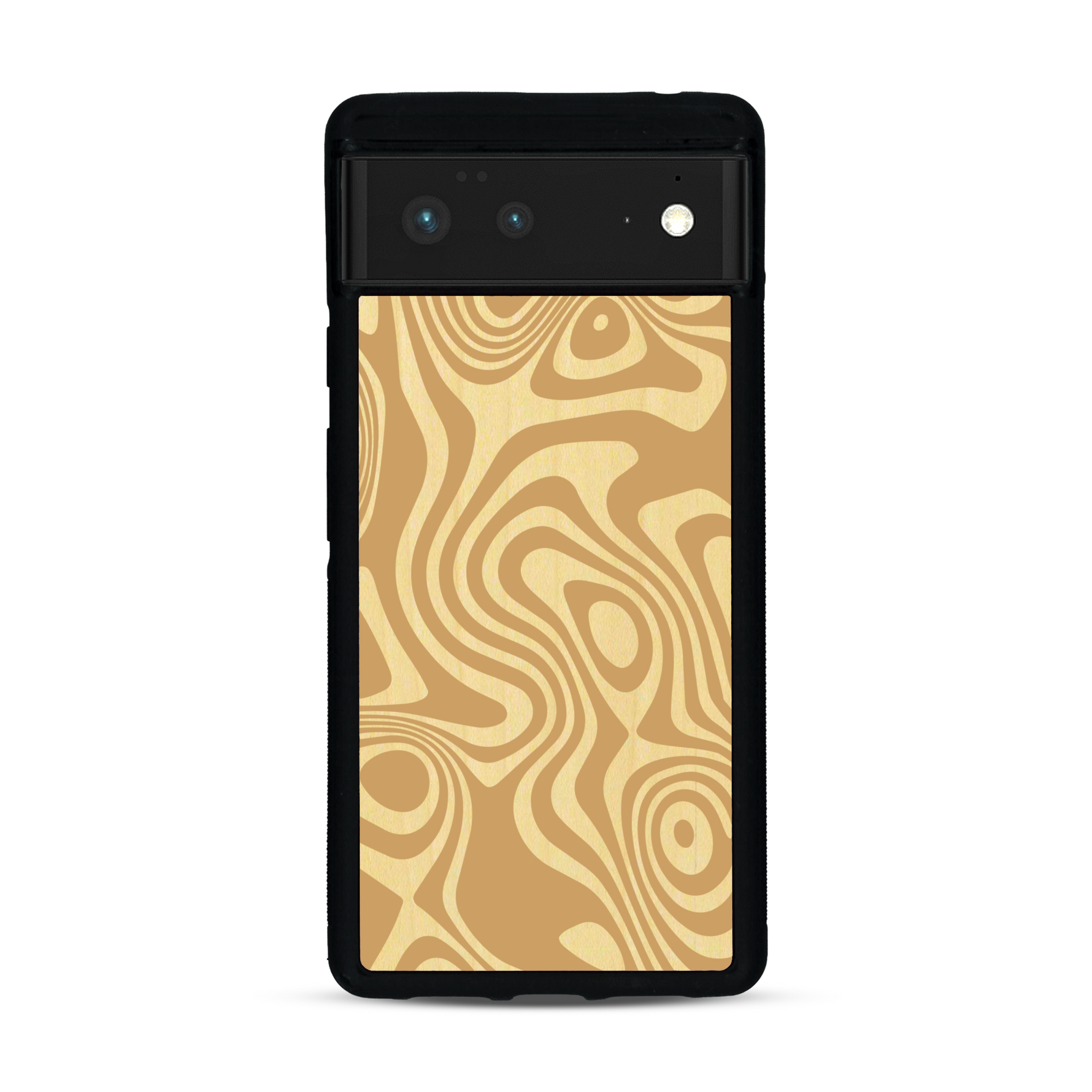 Coque de protection en bois véritable fabriquée en France pour  avec un motif abstrait représentant les mouvements de l'eau