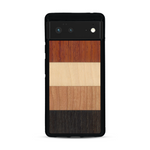 Coque de protection en bois véritable fabriquée en France pour  alliant des bandes horizontales de bambou, merisier, padouk, noyer et chêne fumé